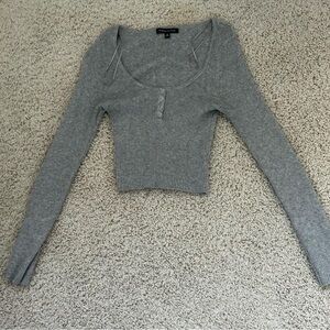 Kendall & Kylie Heather Gray Long Sleeve Top
